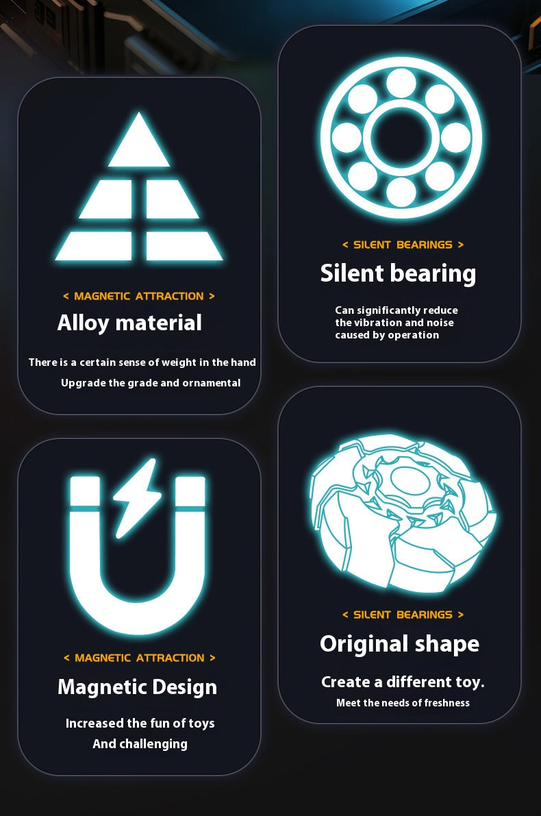 New Alloy Burst Magnetic Suction Opening Armor Finger Top Spinning Top Unique Design & Colorful Appearance With Metal Gift Box