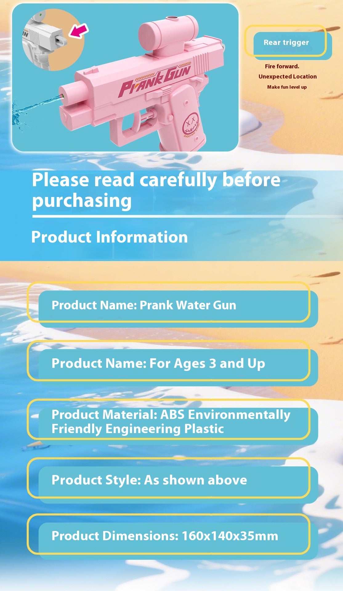 PrankGun - New Creative Double-Sided Reverse Water-Spraying Gun Trickery Tactic Two-Way Water-Spraying Gun with Unique Design & Versatile Use