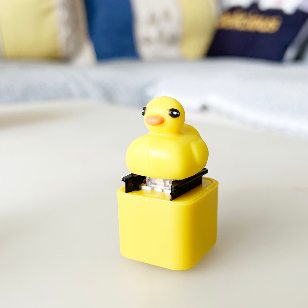 Small Frog and Duck Keychain with Stress-Relieving Button and Toy Pendant Yellow Design USB Chargable 5V