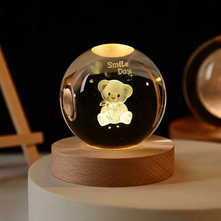 Support customization Crystal Ball Planet Shape Night Lamp for Bedside Table & Desktop Decorative Lighting Gift Souvenir