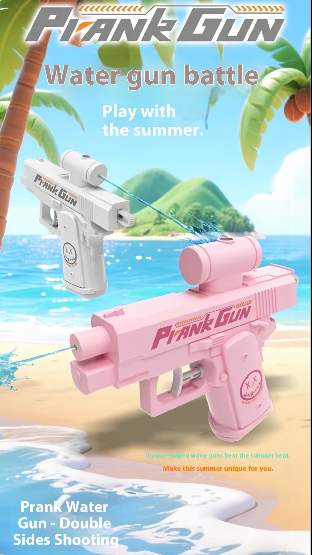 PrankGun - New Creative Double-Sided Reverse Water-Spraying Gun Trickery Tactic Two-Way Water-Spraying Gun with Unique Design & Versatile Use
