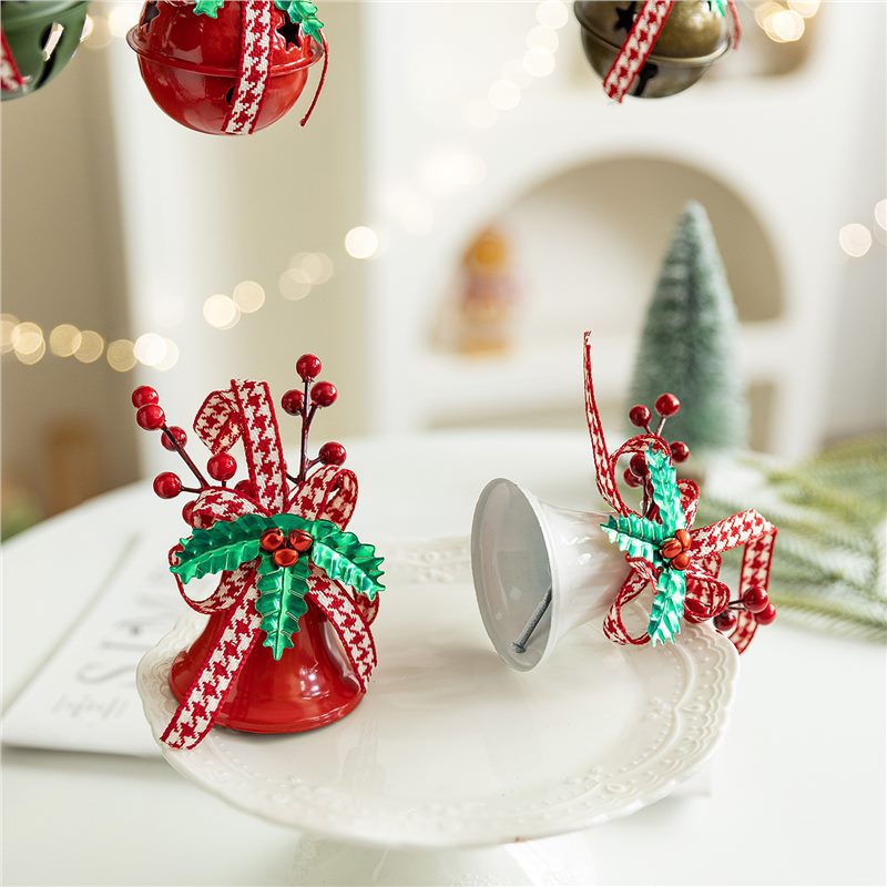 Christmas Bow Bells Ornament - Tree Wind Chime Hanging Decor for Holiday Window Display