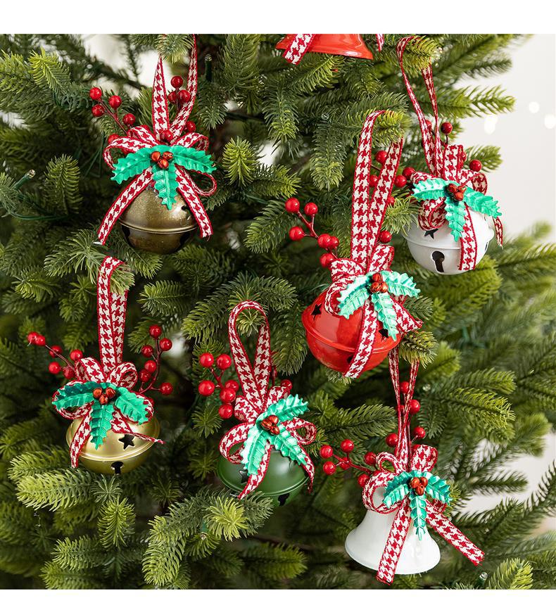 Christmas Bow Bells Ornament - Tree Wind Chime Hanging Decor for Holiday Window Display