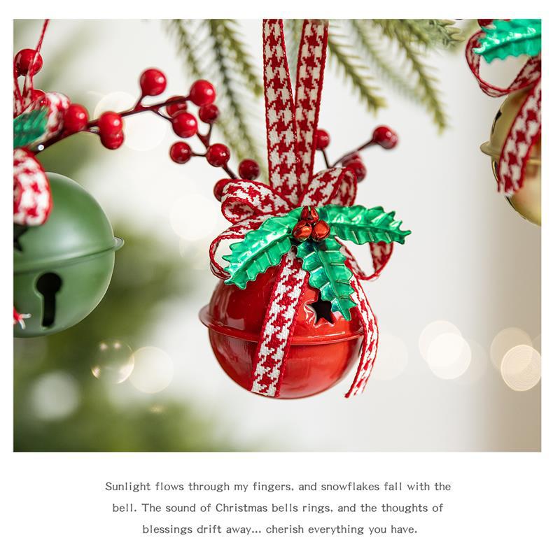 Christmas Bow Bells Ornament - Tree Wind Chime Hanging Decor for Holiday Window Display