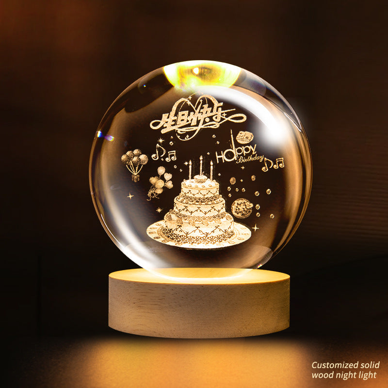 Support customization Crystal Ball Planet Shape Night Lamp for Bedside Table & Desktop Decorative Lighting Gift Souvenir
