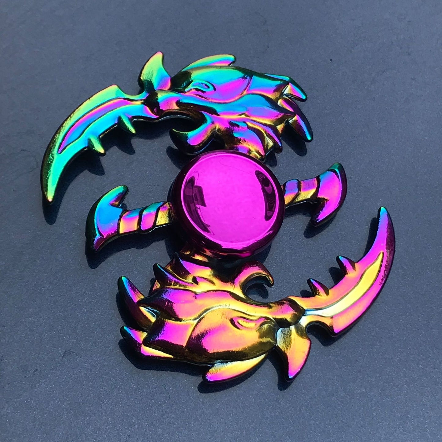 Tactical Rainbow Metal Fidget Spinner - Weapon Style with Smooth Grip