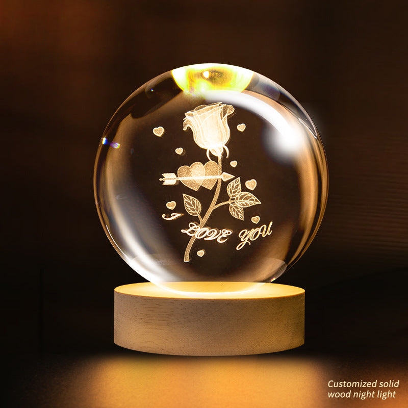 Support customization Crystal Ball Planet Shape Night Lamp for Bedside Table & Desktop Decorative Lighting Gift Souvenir