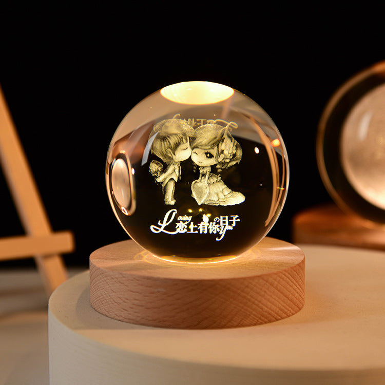 Support customization Crystal Ball Planet Shape Night Lamp for Bedside Table & Desktop Decorative Lighting Gift Souvenir