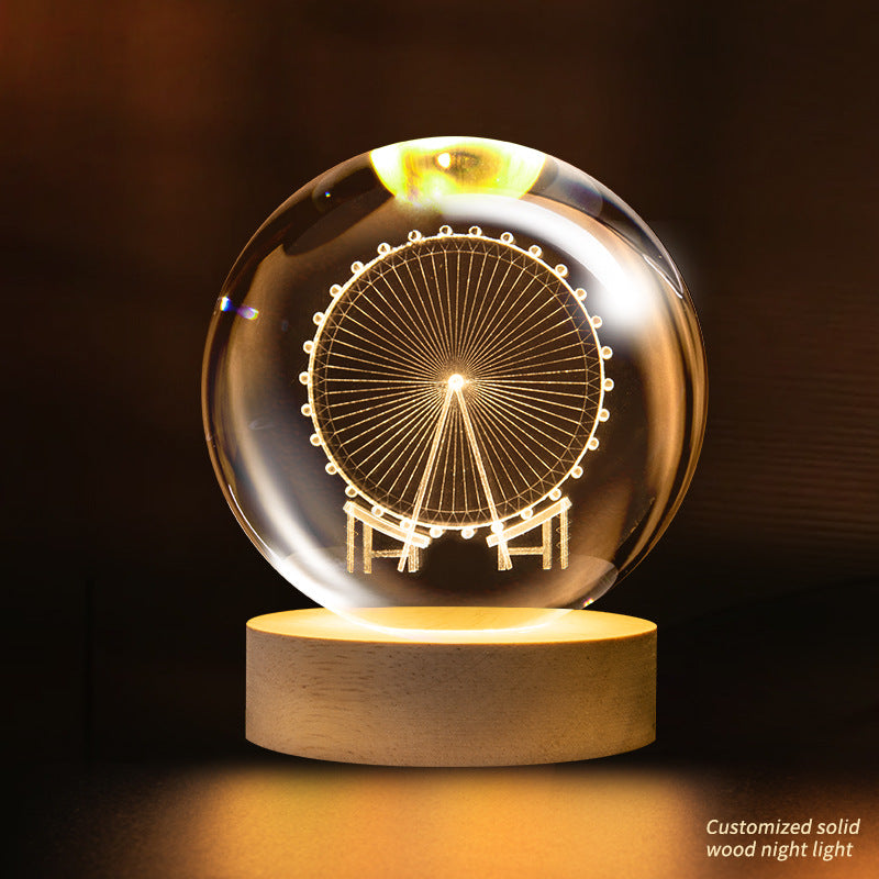 Support customization Crystal Ball Planet Shape Night Lamp for Bedside Table & Desktop Decorative Lighting Gift Souvenir