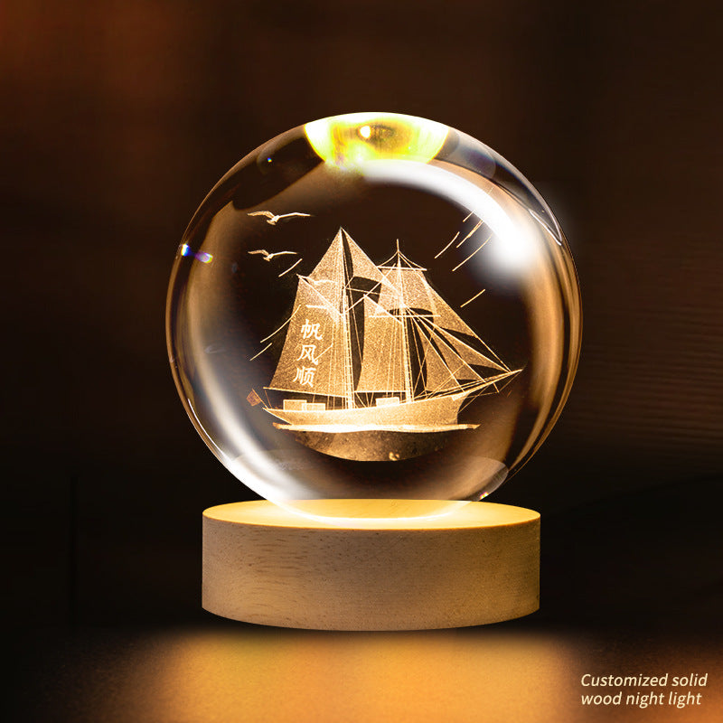 Support customization Crystal Ball Planet Shape Night Lamp for Bedside Table & Desktop Decorative Lighting Gift Souvenir
