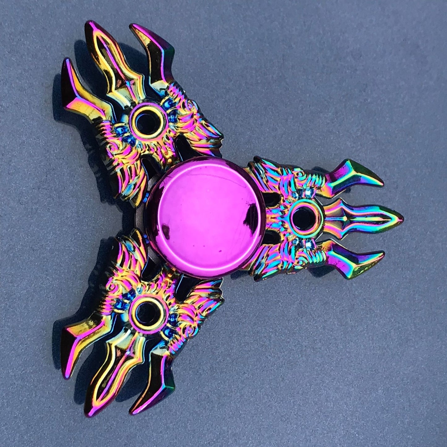 Tactical Rainbow Metal Fidget Spinner - Weapon Style with Smooth Grip