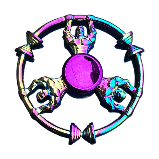 Gym Rat Rainbow Fidget Spinner - Metal Dumbbell & Barbell Design with Smooth Grip