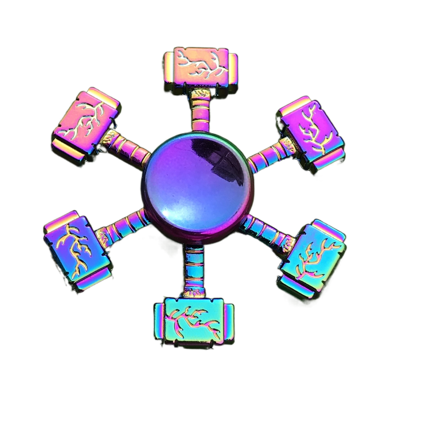 Tactical Rainbow Metal Fidget Spinner - Weapon Style with Smooth Grip