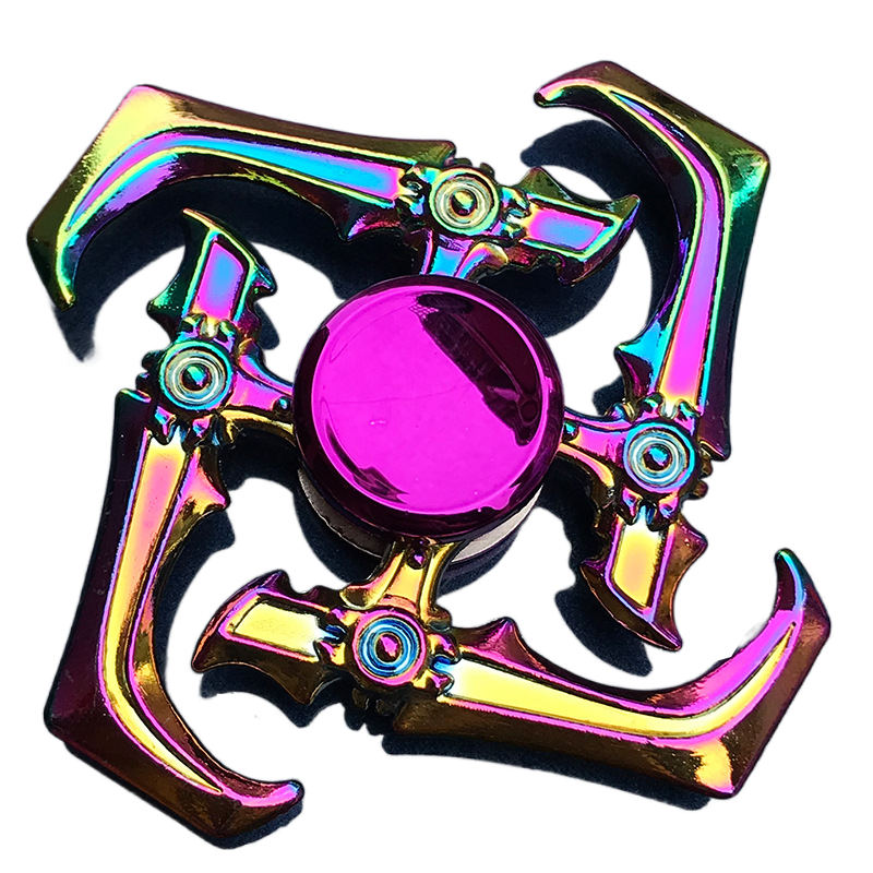 Tactical Rainbow Metal Fidget Spinner - Weapon Style with Smooth Grip